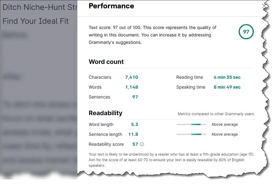 Ditch the niche stress Grammarly Score