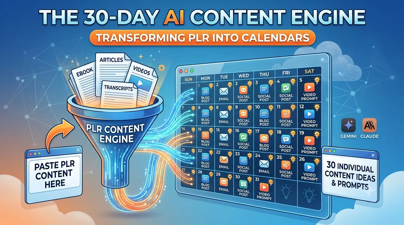 The 30-Day AI Content Engine – Transforming PLR Into Calendars